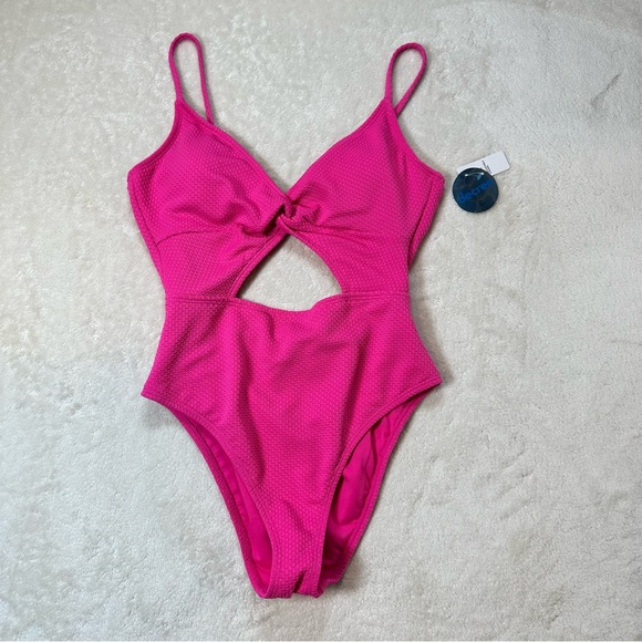 Decree Other - Decree Pink Tropical Getaway Vacation Cut Out Super Cheeky One Piece Swimsuit